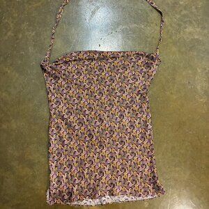 Cami NYC 100% Silk Halter Camisole Top - Paisley - Women's S